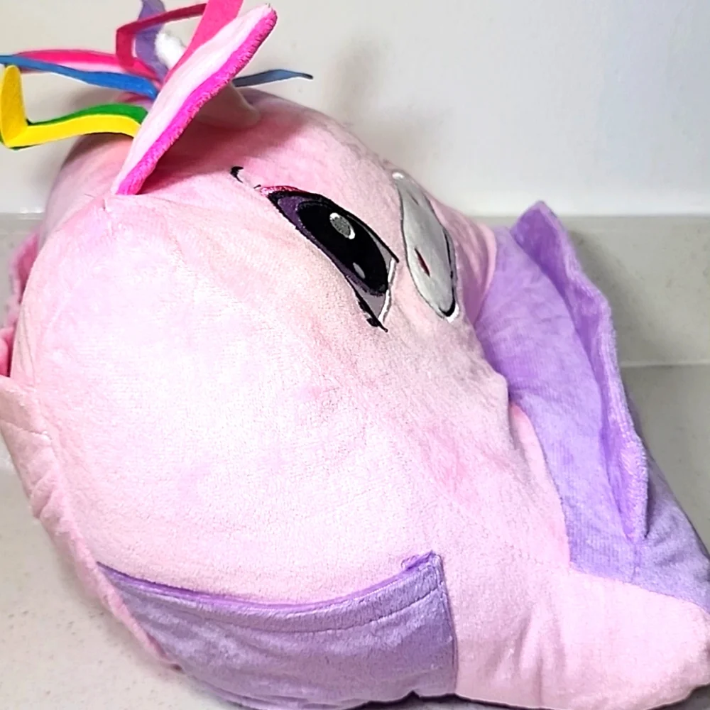 Plush Unicorn Pillow. Tablet , Book, Phone Holder. Purple And Pink NEW with Tags - Picture 5 of 9